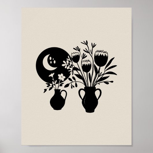 Boho bohemian floral sun moon poster (Vorne)