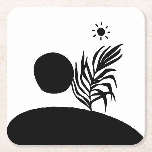 boho bohemian floral sun moon rechteckiger pappuntersetzer (Vorderseite)