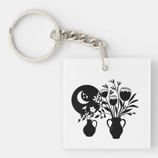 Boho bohemian floral sun moon schlüsselanhänger (Vorderseite)