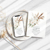 Boho Bohemian Getrocknete Blumen Foto & QR-Code Ho Einladung