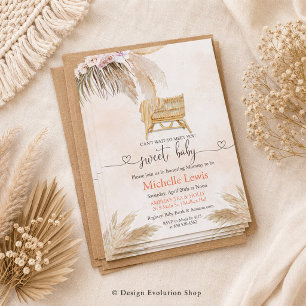 Boho-Bohemian-Pampas-Baby-Shower-Einladung Einladung