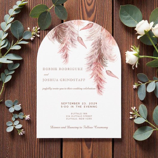 Boho Bohemian Pampass Wedding Invitation  Einladung