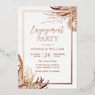 Boho-Bohemian-Verlobungsparty Roségold Folieneinladung