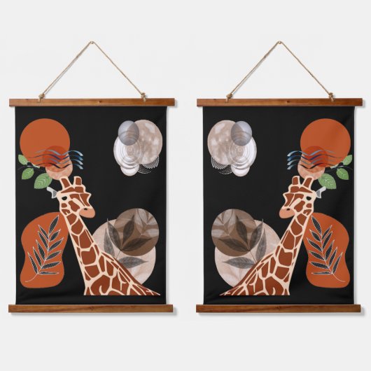 Boho Bohemisch Animal Modern Art Giraffe Deco Wandteppich Mit Holzrahmen (Doppelt)