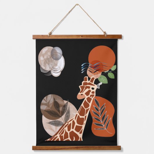 Boho Bohemisch Animal Modern Art Giraffe Deco Wandteppich Mit Holzrahmen (Vorderseite 2)