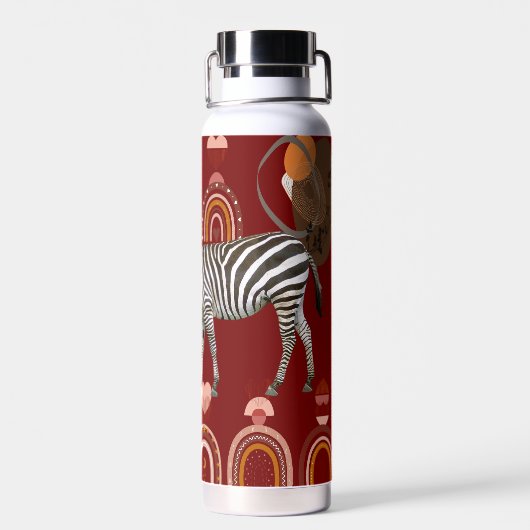 Boho Bohemisch Animals Rainbows Moderne Kunst Zebr Trinkflasche (Rückseite)