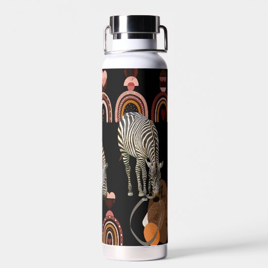 Boho Bohemisch Animals Rainbows Moderne Kunst Zebr Trinkflasche (Rückseite)