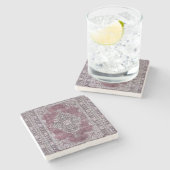 BOHO BOHEMISCH ART DRUCKEN IN BURGUNDY WEIN STEINUNTERSETZER (Seitenansicht)