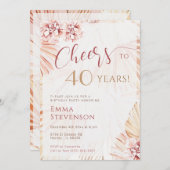 Boho Bohemisch Cheers 40 Jahre Ladys 40. Geburtsta Einladung (Vorne/Hinten)