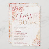 Boho Bohemisch Cheers 90 Years Ladys 90. Geburtsta Einladung (Vorne/Hinten)