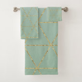 Boho Bohemisch Chic Gold & Mint Geometric Glam Badhandtuch Set (Insitu)