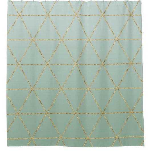 Boho Bohemisch Chic Gold & Mint Geometric Glam Duschvorhang (Vorderseite)