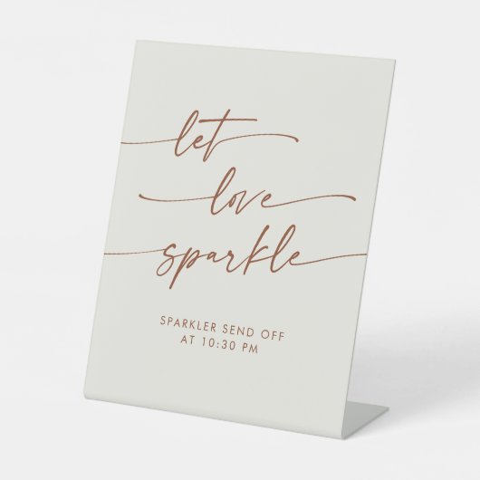 Boho Bohemisch Cream Sparkler Hochzeit abschicken Sockelschild (Vorderseite)