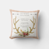 BOHO Bohemisch Deer Antler Floral Baby Birth Stat Kissen (Vorderseite)