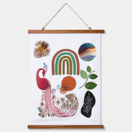 Boho Bohemisch Earth Modern Art Peacock Wall Decke Wandteppich Mit Holzrahmen