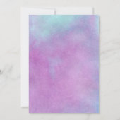 Boho Bohemisch Feather Wedding Lila und blau Einladung (Rückseite)