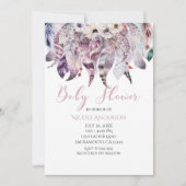 Boho Bohemisch Feathers Baby Shower Einladungen (Vorderseite)