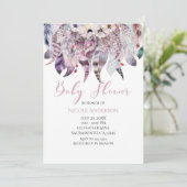 Boho Bohemisch Feathers Baby Shower Einladungen (Stehend Vorderseite)