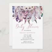 Boho Bohemisch Feathers Baby Shower Einladungen (Vorne/Hinten)