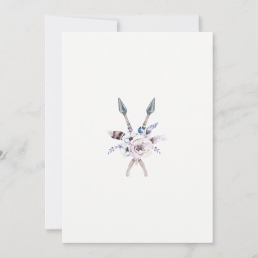 Boho Bohemisch Feathers Bridal Dusche Einladungen (Rückseite)