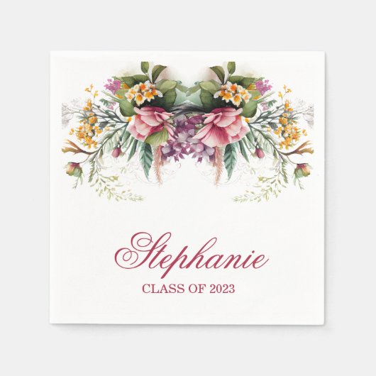 Boho Bohemisch Floral Grad Abschluss Serviette (Vorderseite)