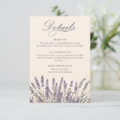 Boho Bohemisch Lavender Monogram Wedding Details Begleitkarte (Stehend Vorderseite)