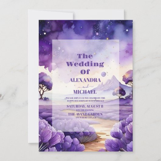 Boho Bohemisch Lavender Wedding Einladung (Vorderseite)