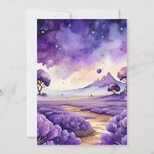 Boho Bohemisch Lavender Wedding Einladung (Rückseite)