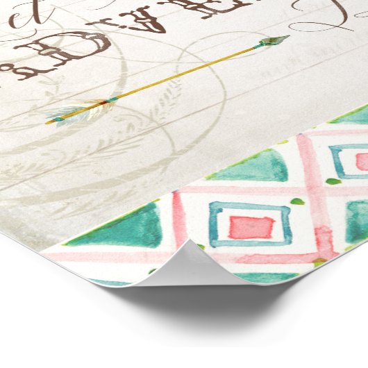 Boho Bohemisch Ließ das Adventure Begin Teepee Woo Poster (Ecke)