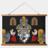 Boho Bohemisch Modern Art Fox Earth Mauer Wandteppich Mit Holzrahmen (Vorne)