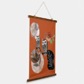 Boho Bohemisch moderne Kunst Owls Natureismauer Wandteppich Mit Holzrahmen (Gewinkelt)