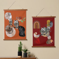 Boho Bohemisch moderne Kunst Owls Natureismauer