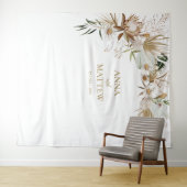 Boho Bohemisch Name Wedding Backdrop Tapestry Wandteppich (Beispiel (Horizontal))