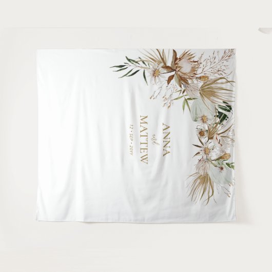 Boho Bohemisch Name Wedding Backdrop Tapestry Wandteppich (Vorderseite (Horizontal))