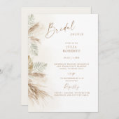 Boho Bohemisch Pampas Grass Beige Brautparty Einladung (Vorne/Hinten)