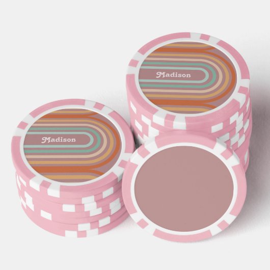 Boho Bohemisch Pastel Rainbow Mauve Hintergrund Pokerchips (Stapel)