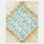 Boho Bohemisch Rustikale Abstrakte Federmuster Fleecedecke (Vorderseite)