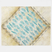 Boho Bohemisch Rustikale Abstrakte Federmuster Fleecedecke (Vorderseite (Horizontal))