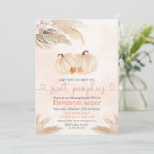 Boho Bohemisch Twin Pumpkin Baby Shower Einladung (Stehend Vorderseite)