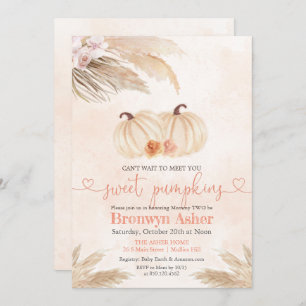 Boho Bohemisch Twin Pumpkin Baby Shower Einladung
