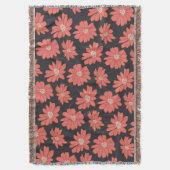 Boho Bohemische botanische Blume in Marine und Rot Decke (Vorderseite Vertikal)