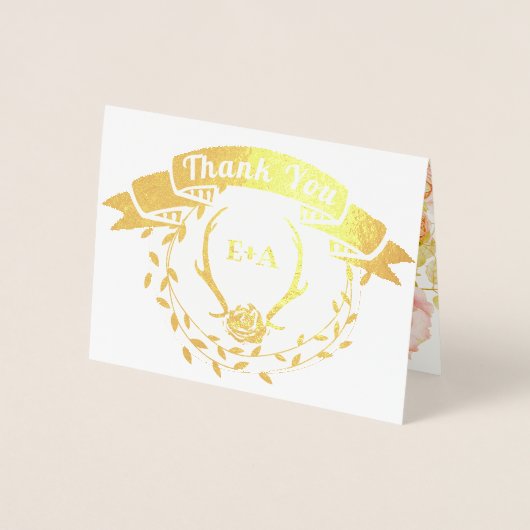 Boho Bohemische Hirschliebling und Rose Rosa Hochz Folienkarte (Vorderseite)