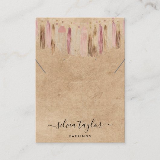 Boho Bohemische Kunsthandwerkspapiere mit Nekklass Visitenkarte (Vorderseite)