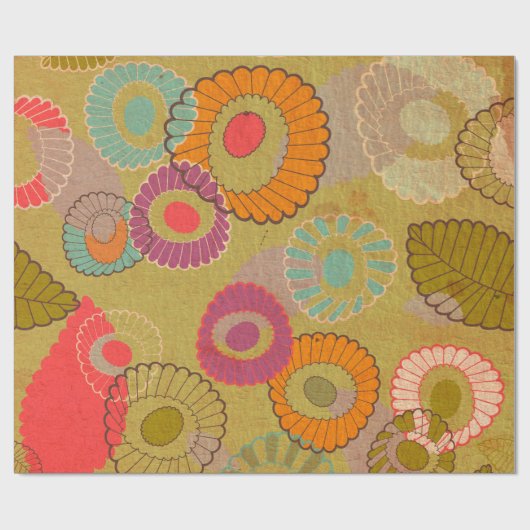 Boho Bohemische Retro bunte BlumenBlumen Geschenkpapier (Flach)