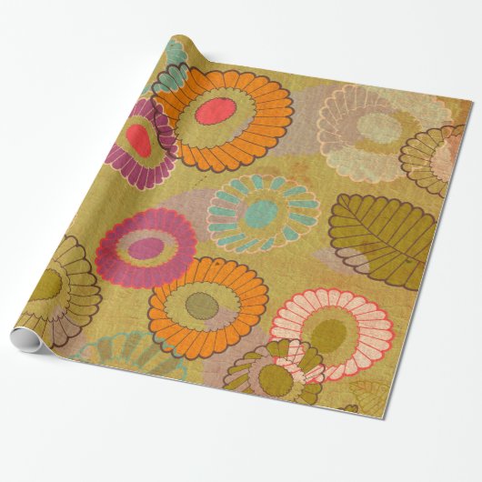 Boho Bohemische Retro bunte BlumenBlumen Geschenkpapier (Ungerollt)