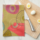 Boho Bohemische Retro bunte BlumenBlumen Küchentuch (Viertel Falte)