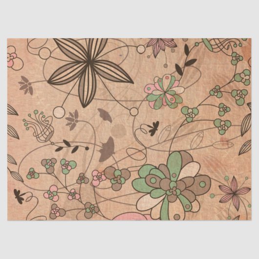 Boho Bohemische Retro bunte BlumenBlumen Seidenpapier (Vorderseite)