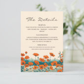 Boho Bohemische Wildblume Details QR Code Hochzeit Begleitkarte (Stehend Vorderseite)