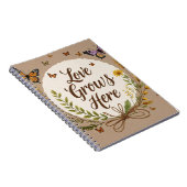Boho, Bohemische Wildblumen, Schmetterlinge, Weize Notizblock (Rechte Seite)