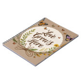 Boho, Bohemische Wildblumen, Schmetterlinge, Weize Notizblock (Linke Seite)